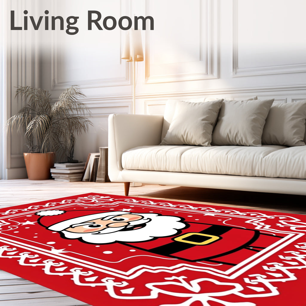 Festive Red Santa Claus Illustration Rug