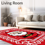 Festive Red Santa Claus Illustration Rug