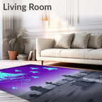 Ethereal Ghosts Cemetery Purple Sky Rug