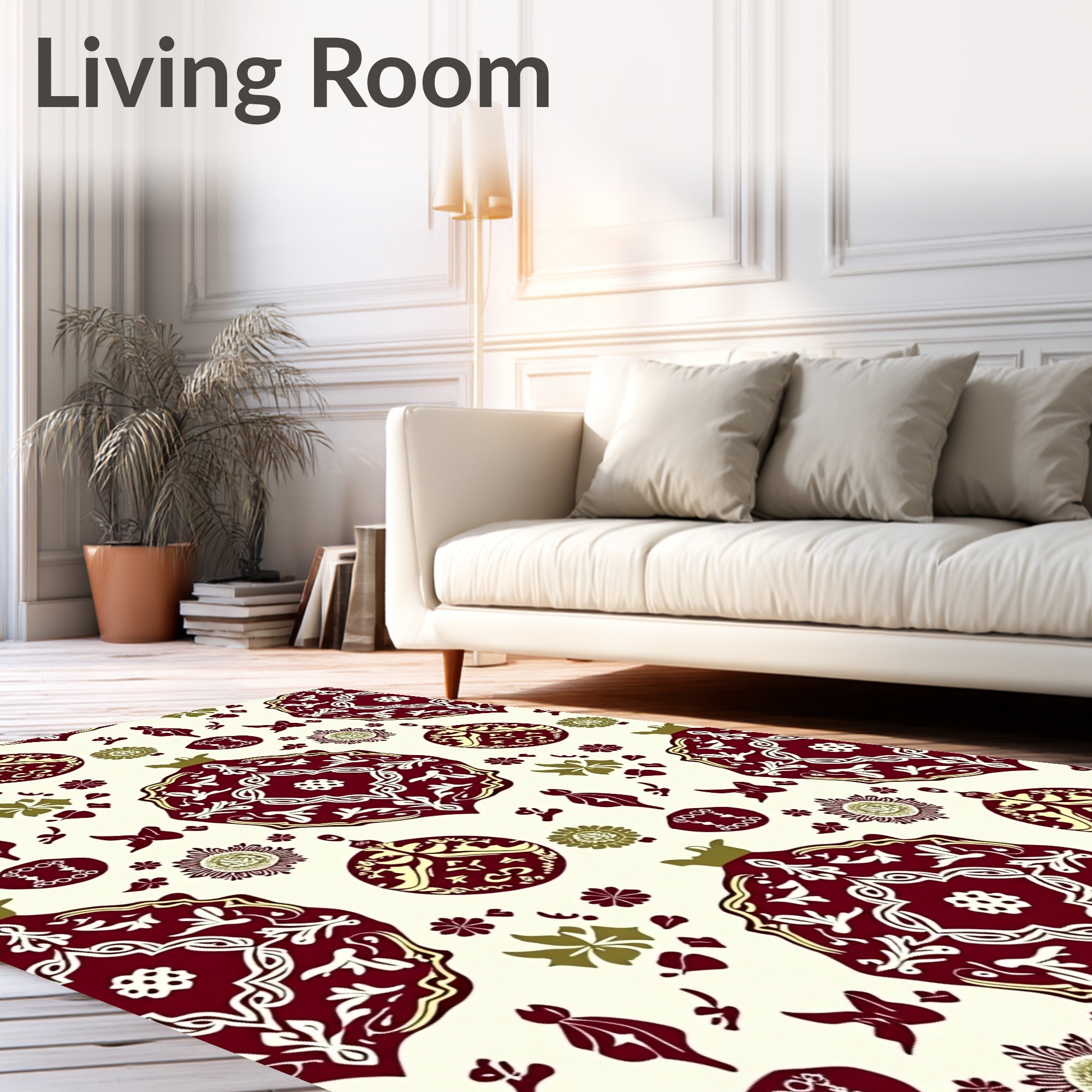Crimson Pomegranate Floral Medallion Rug