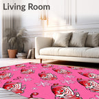 Pink Red White Snowflake Candy Canes Rug