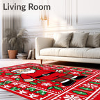 Red Santa Claus Holly Snowflake Christmas Rug