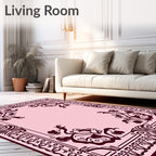 Crimson Floral Corner Border Rug
