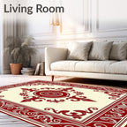 Crimson Cream Ornamental Medallion Rug