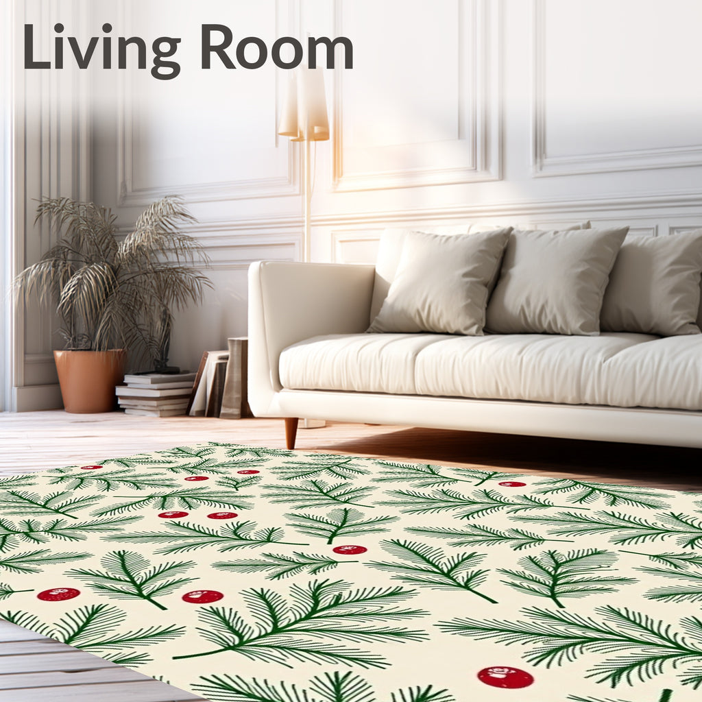 Forest Green Pine Sprig Berry Rug