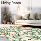 Forest Green Pine Sprig Berry Rug