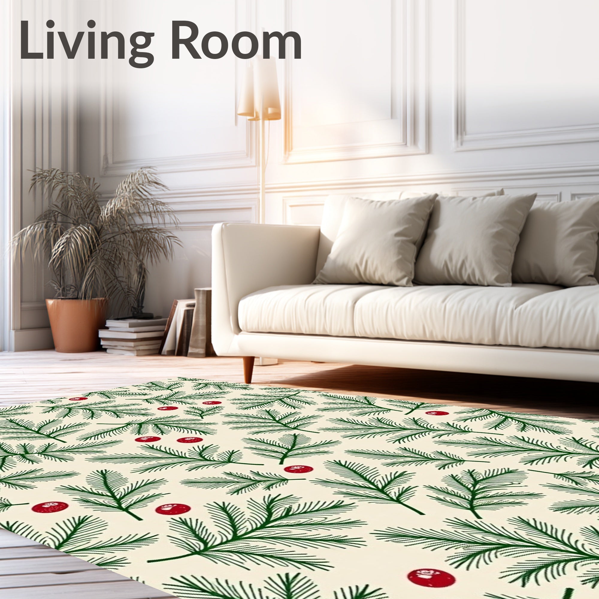 Forest Green Pine Sprig Berry Rug