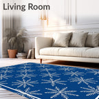 Winter Blue Snowflake Motif Rug