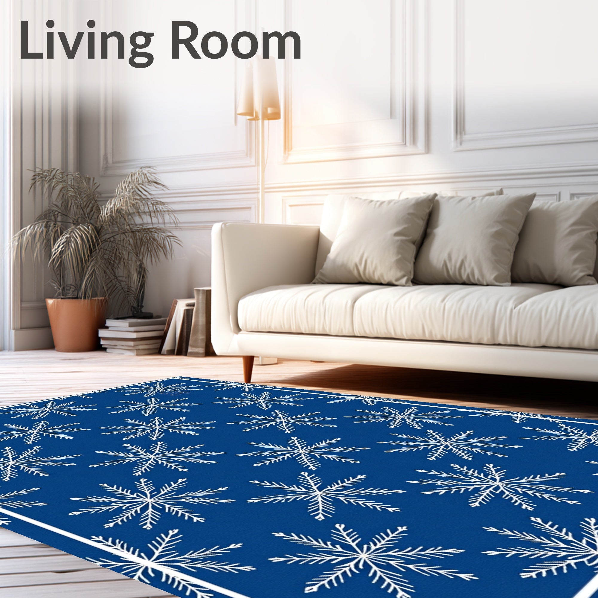 Winter Blue Snowflake Motif Rug