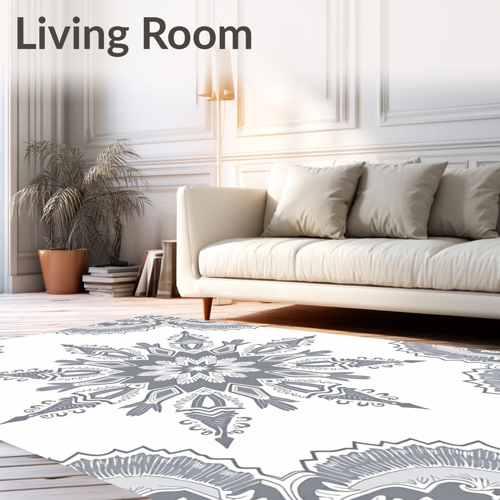 Grey Radial Medallion Art Rug