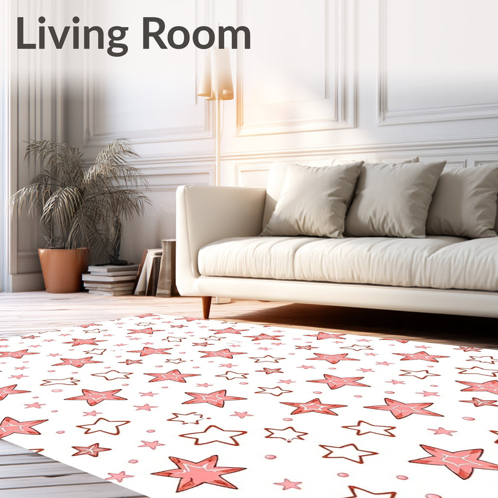 Pink Star Confetti Scattered Stars Rug