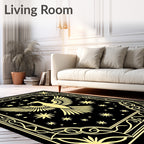 Golden Phoenix Stars Ornate Border Rug