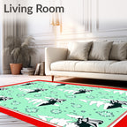Mint Green Christmas Tree Snowfall Rug