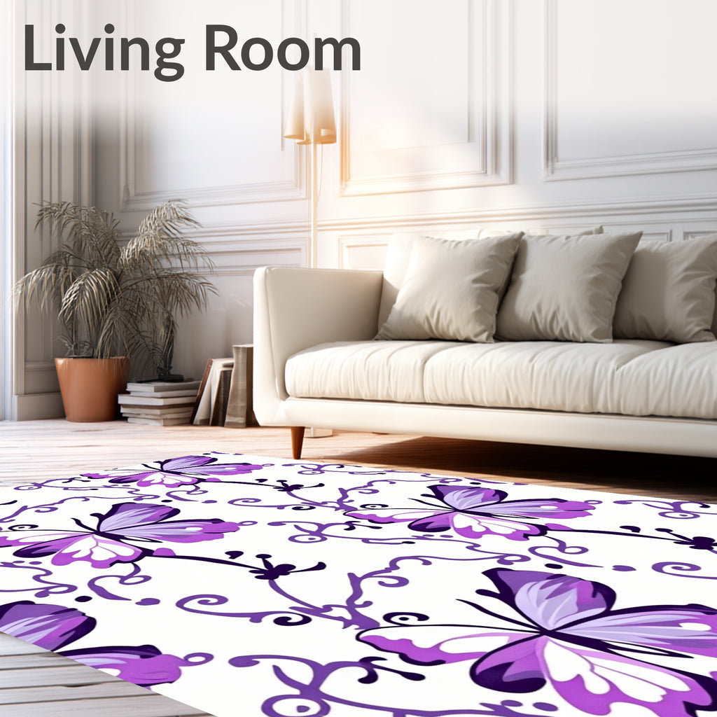 Purple Butterfly Swirl Garden Rug