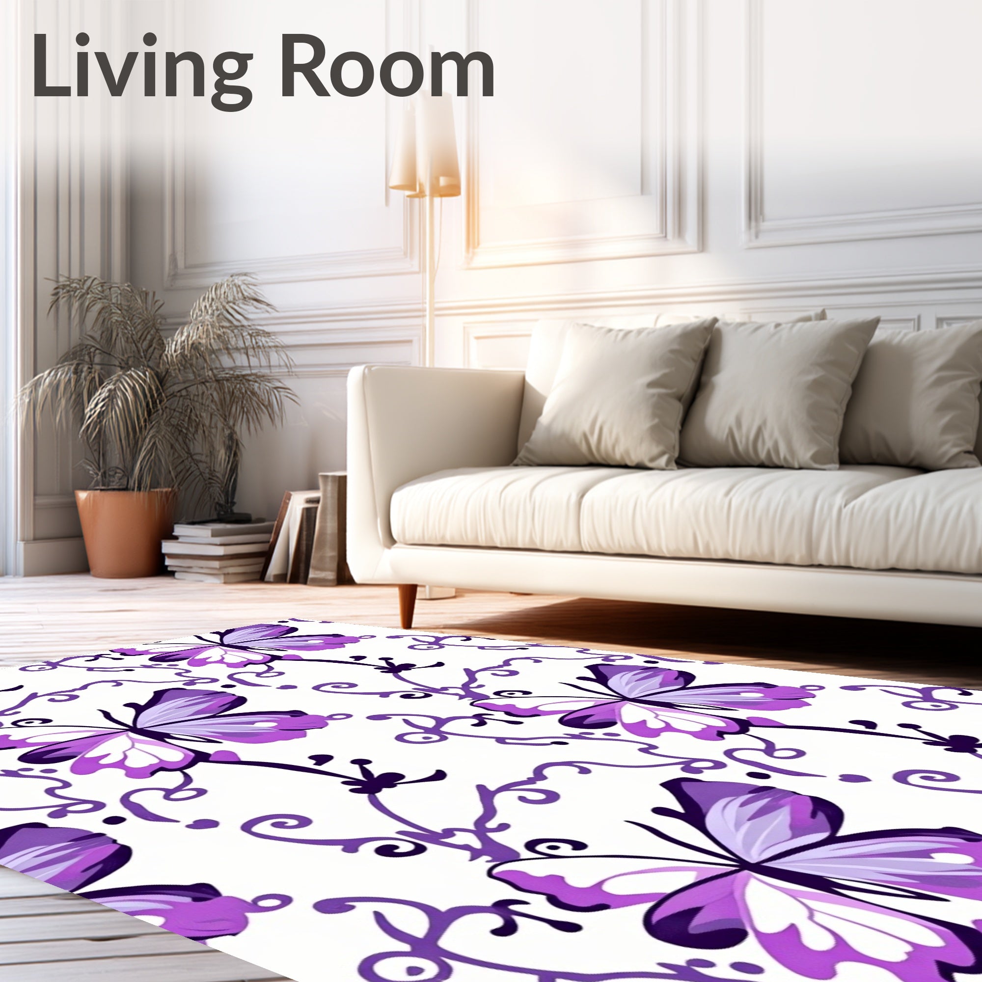 Purple Butterfly Swirl Garden Rug