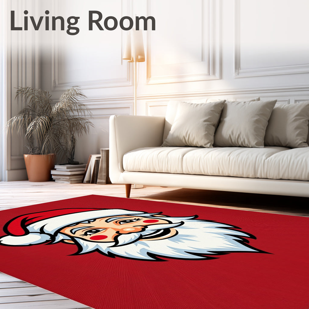 Cheery Red Santa Claus Face Rug