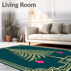 Golden Christmas Tree Pink Ornaments Rug