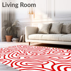 Crimson Swirl Labyrinth Ribbon Rug