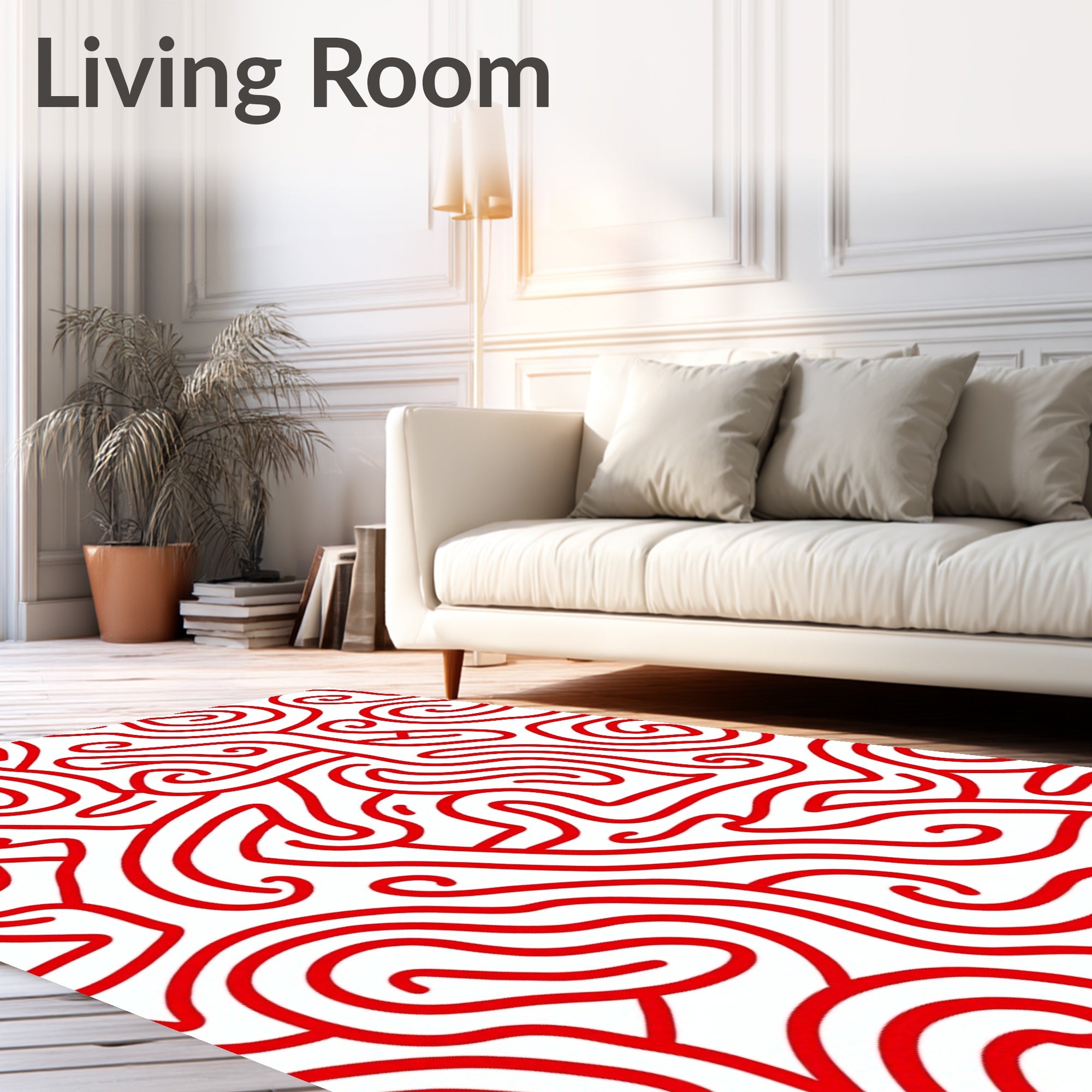 Crimson Swirl Labyrinth Ribbon Rug