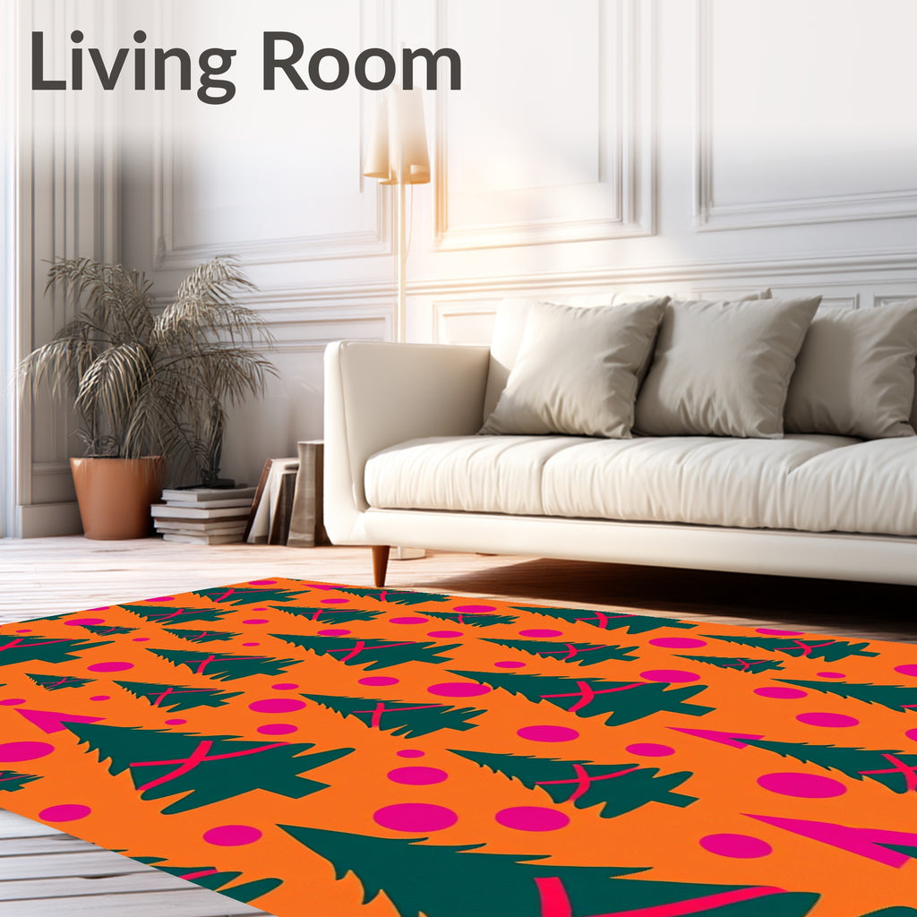 Whimsical Christmas Trees and Dots Rug