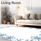 Winter Blue Snowflake Border Rug