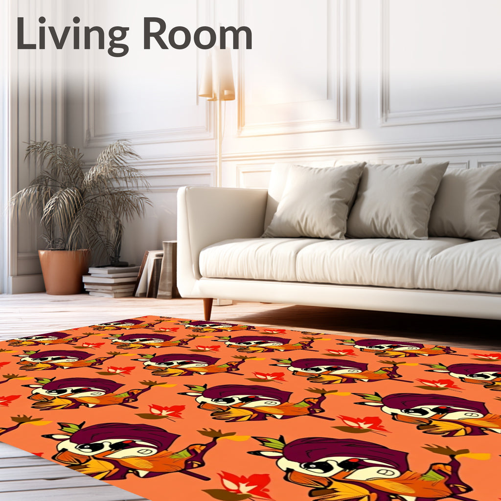 Whimsical Fall Creature Autumn Leaves Rug
