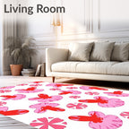 Vibrant Crimson Abstract Floral Rug