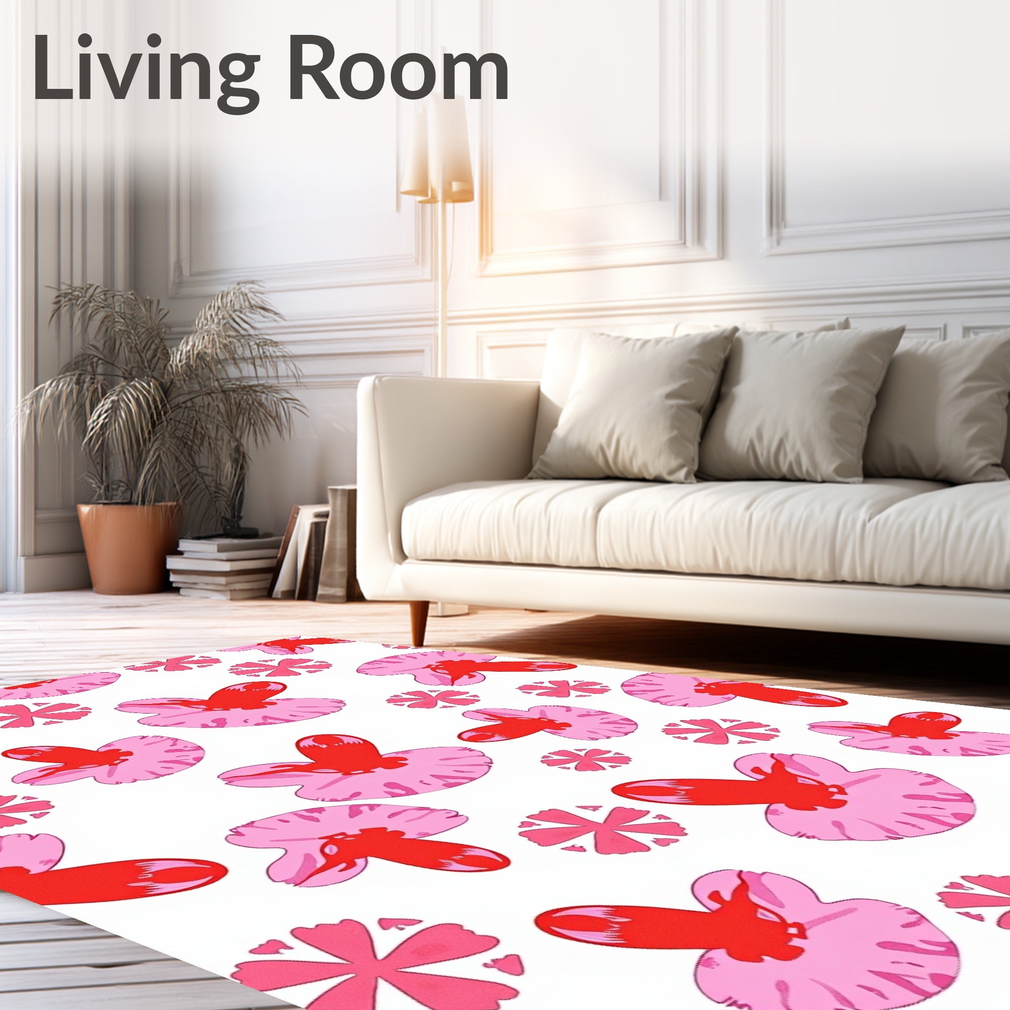 Vibrant Crimson Abstract Floral Rug