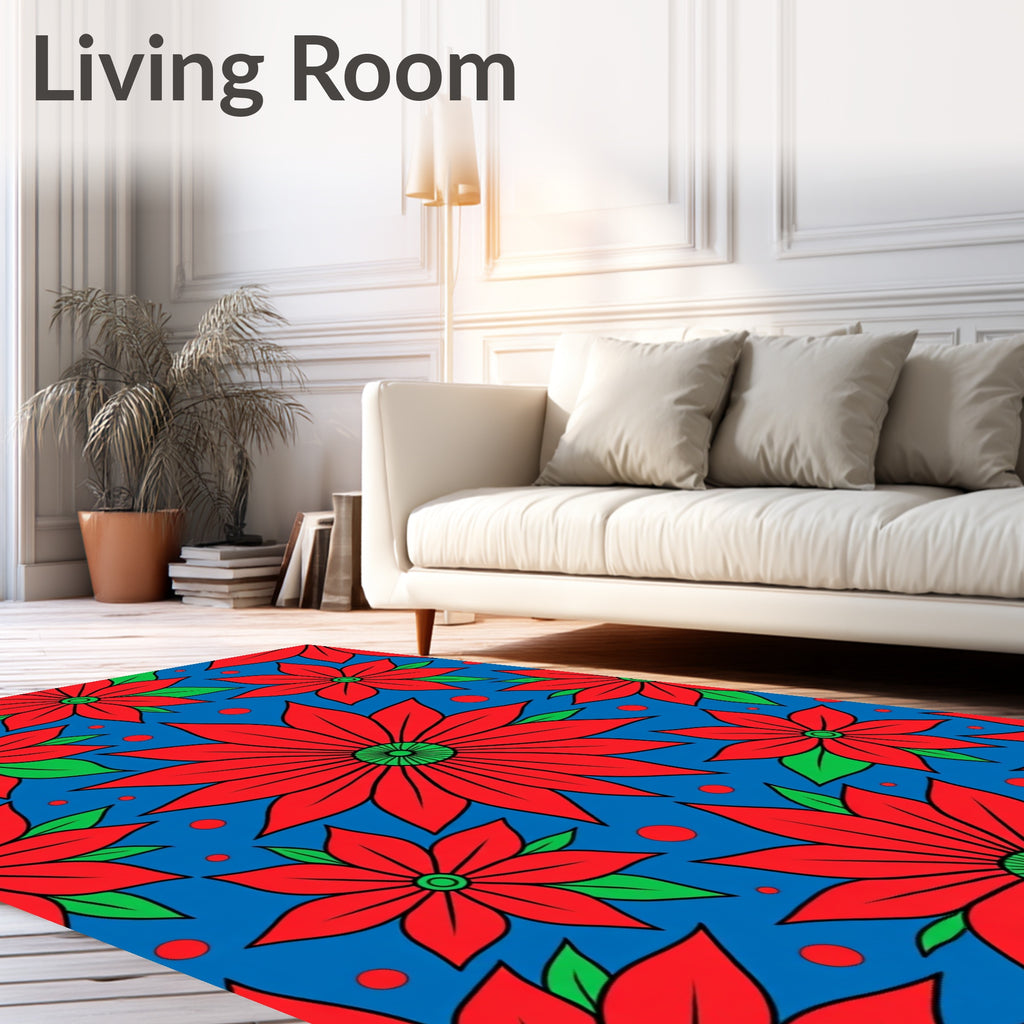 Bold Red Floral Garden Rug