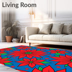 Bold Red Floral Garden Rug