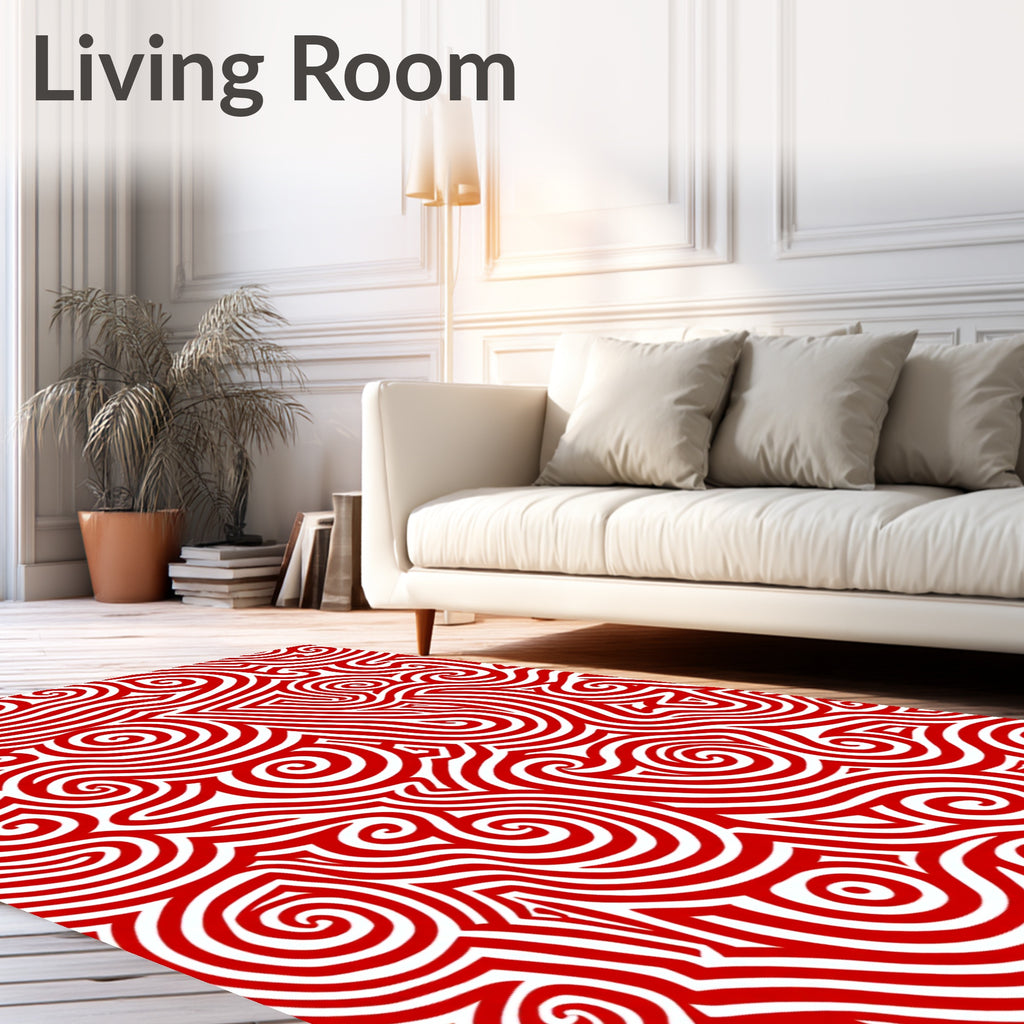 Bold Red Swirl Labyrinth Rug