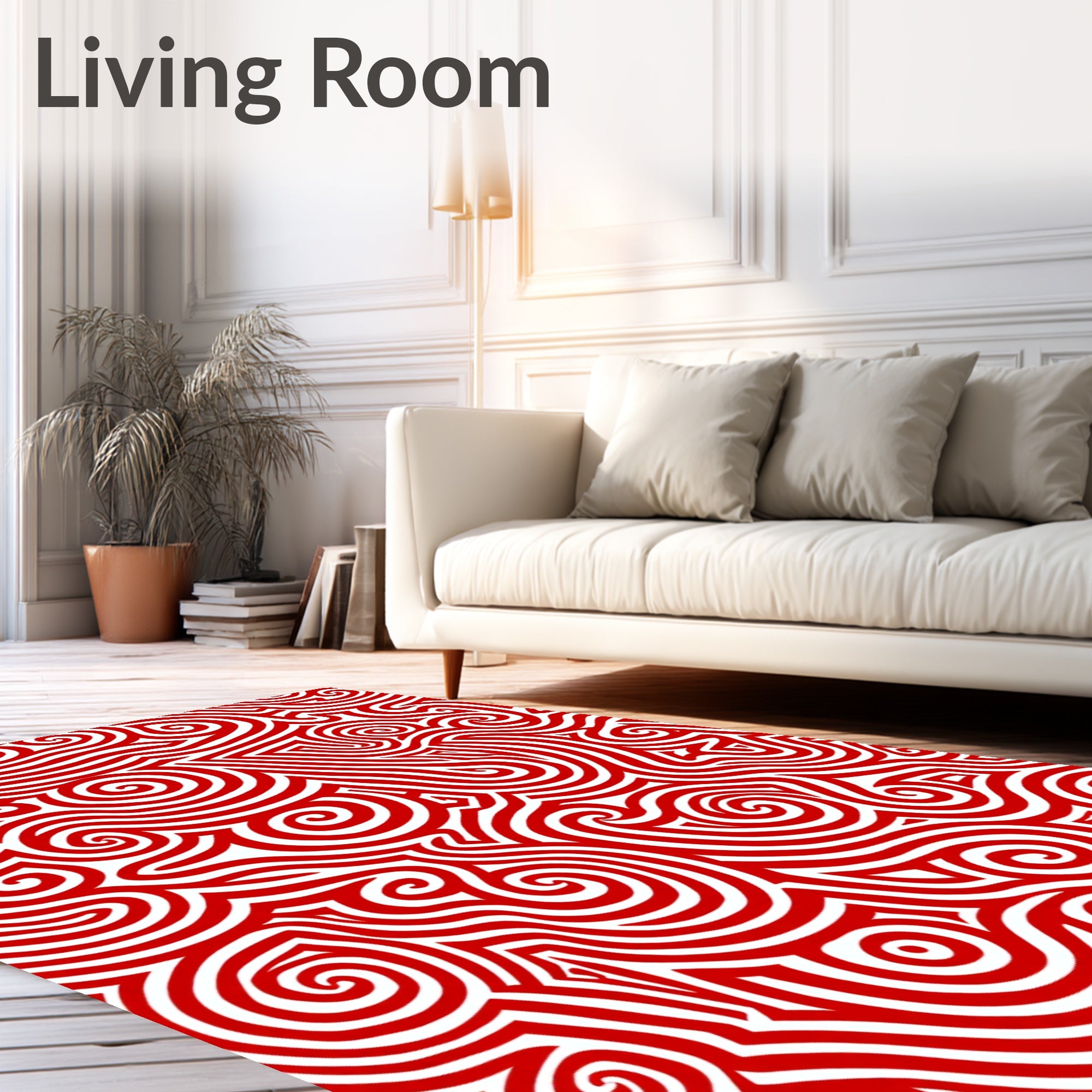 Bold Red Swirl Labyrinth Rug