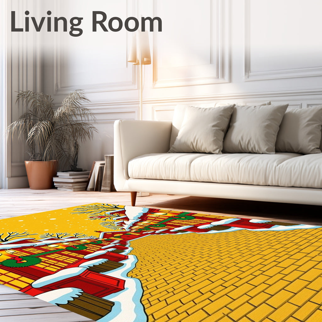 Winter Village Red Cardinal Snowfall Rug