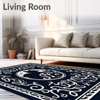 Mystical Black Cat Celestial Circle Rug