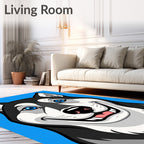Playful Blue Eyed Husky Face Rug