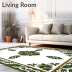 Green Gold Elaborate Floral Lattice Rug