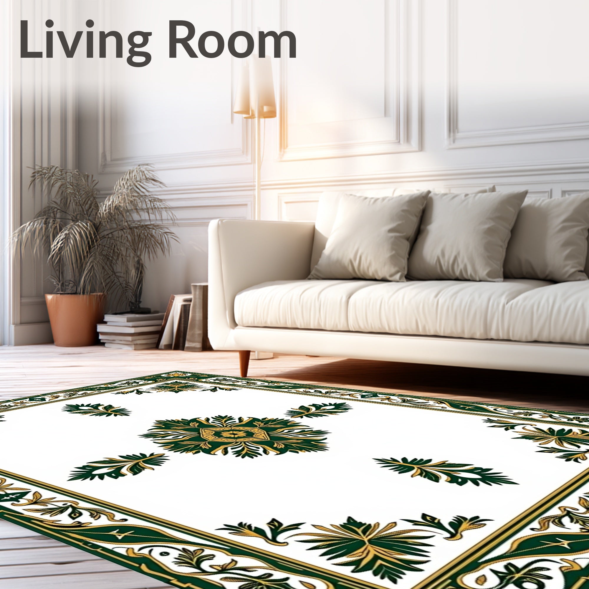 Green Gold Elaborate Floral Lattice Rug