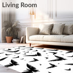 Black Silhouette Bat Swarm Rug