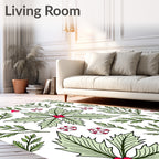 Christmas Holly Berry Foliage Medallion Rug