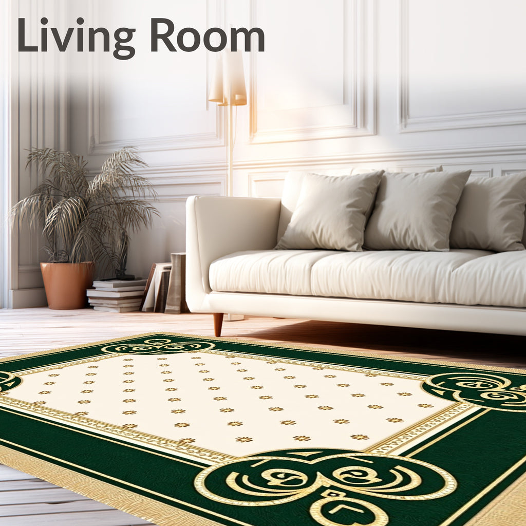 Emerald Gold Flourish Cream Medallion Rug