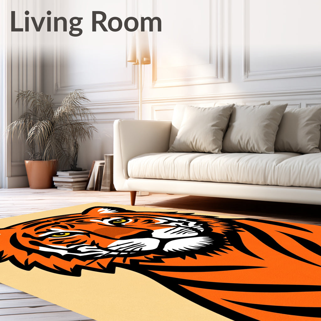 Bold Orange Tiger Face Rug