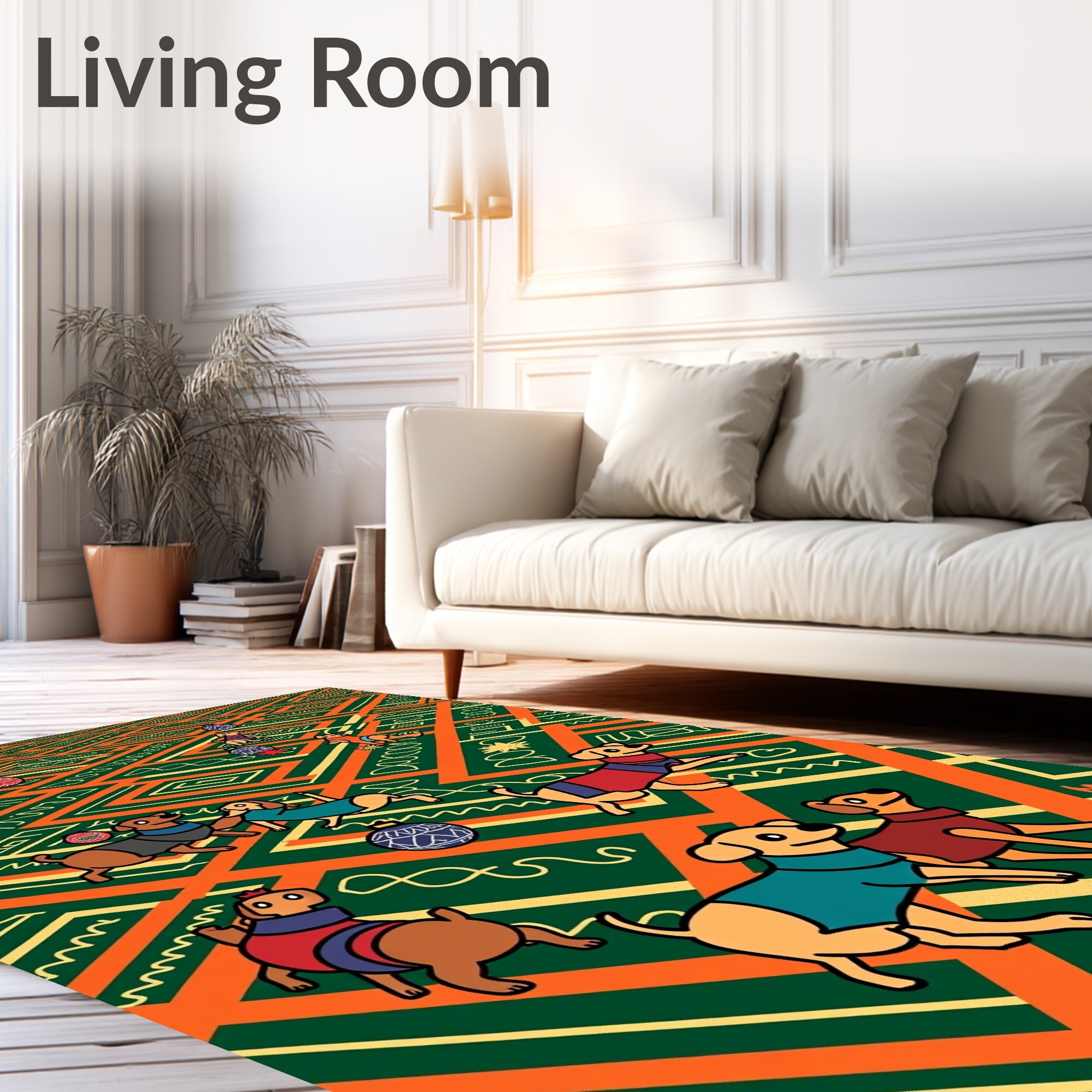 Charming Dogs In Christmas Balls Rug
