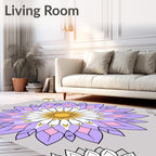 Pastel Purple White Floral Sunburst Rug