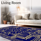 Art Deco Gold Royal Blueprint Rug