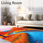 Vibrant Autumn River Landscape Rug
