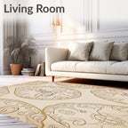 Vintage Gold Cream Oval Filigree Rug