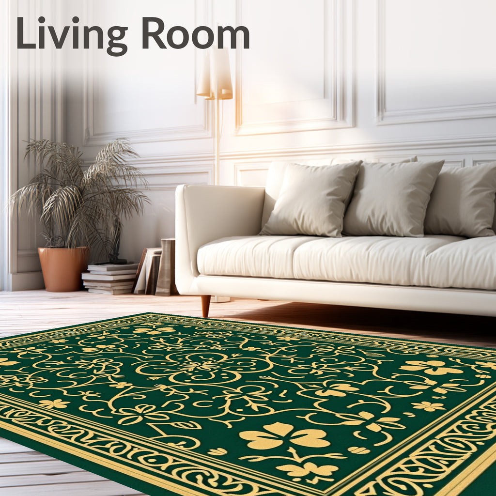 Emerald Gold Floral Medallion Rug
