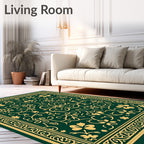 Emerald Gold Floral Medallion Rug