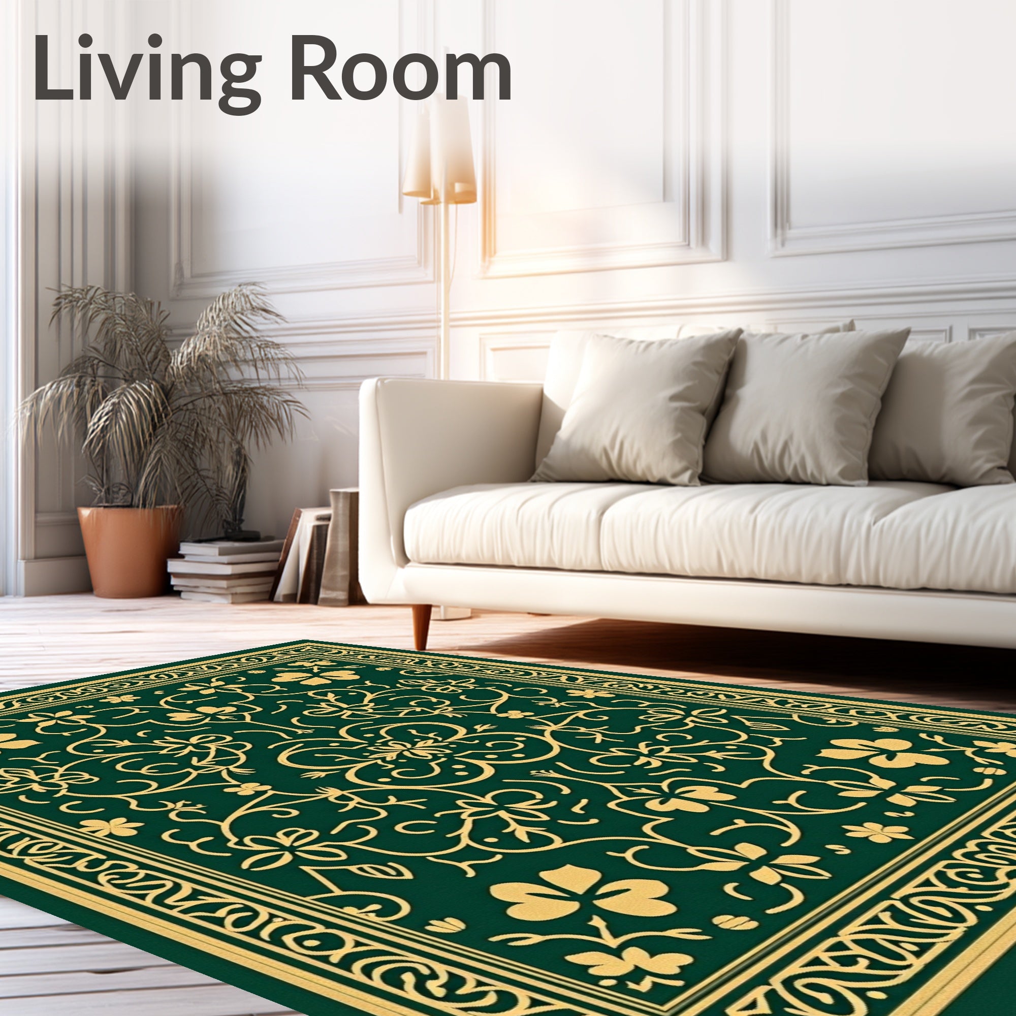 Emerald Gold Floral Medallion Rug