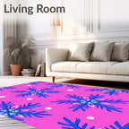 Bright Pink Blue Snowflake Medallion Rug